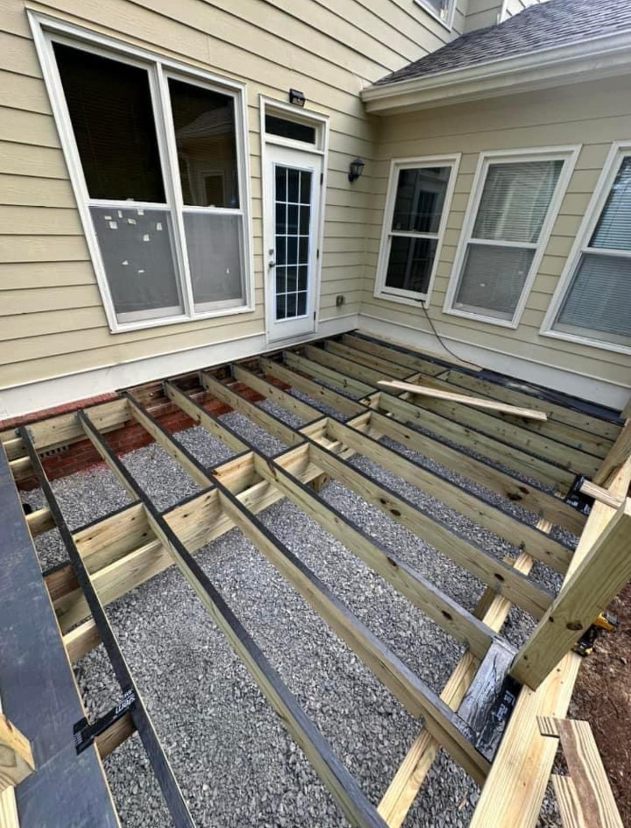 Deck joist framing in progress